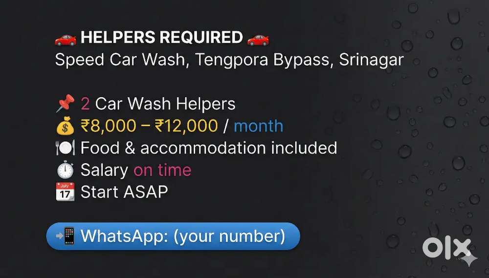 Car washer needed.