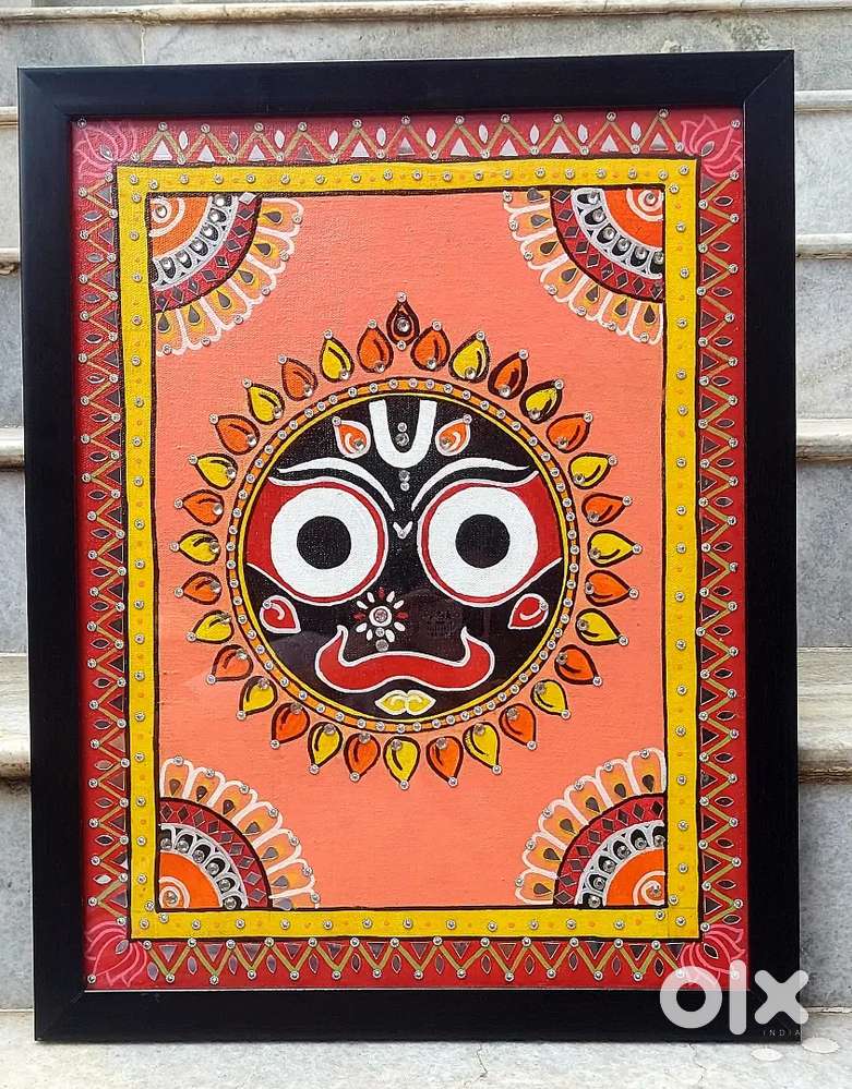 Handmade Pattachitra-Style Lord Jagannath Painting  Vibrant Wall Art