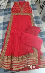 Semi Anarkali red dress