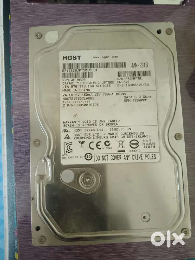 Hgst hard disc 500 gb