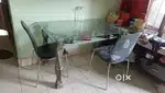 Glass dining table with 2 chairs