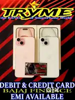 TRYME 128GB IPHONE 15 100% Battery Health Ful Kit Box Bajaj finance av