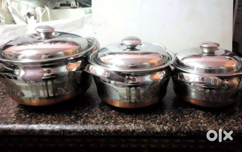 Copper handi set 3pc stainless steel with lid brand new