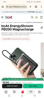 boAt Energyshroom PB330 MagnaCharge 10K Mah Wireless PowerBank