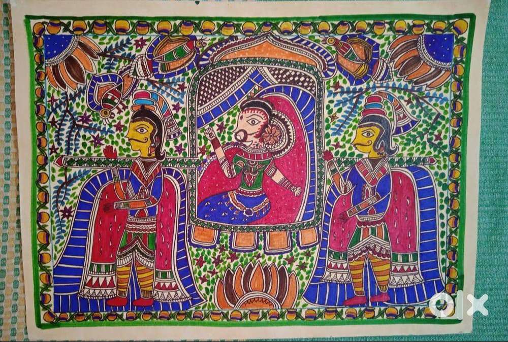 SEETAJI BARAAT MADHUBANI HANDMADE PAINTING (BLACK FRAMED)