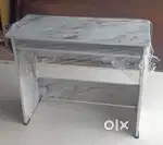White marble colour table with keyboard tray