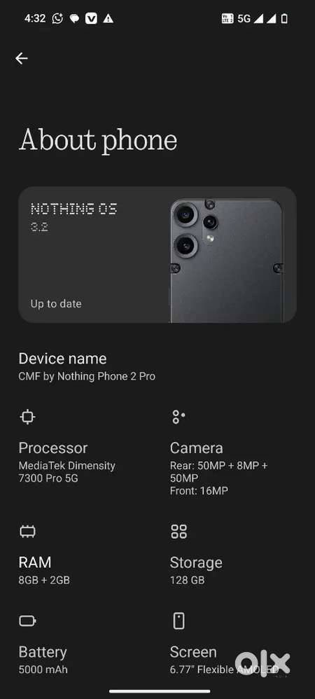 Nothing 3.2 ram8gb rom128