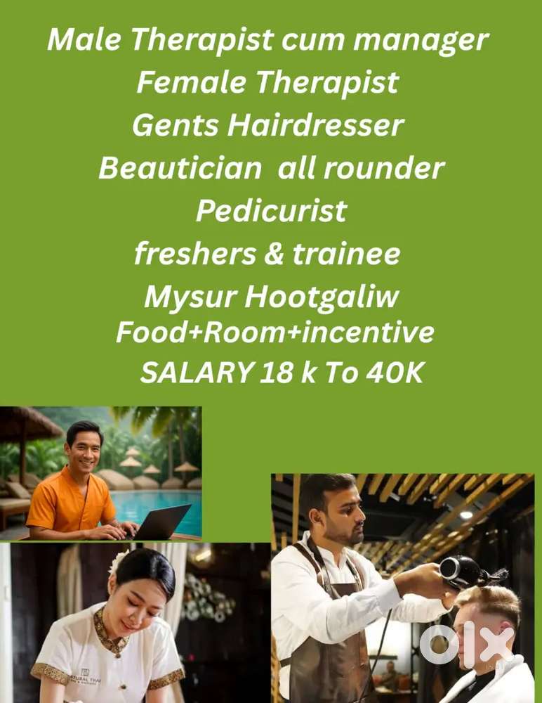 Hairdressers Therapist male and female beautician  pedicurist freshers