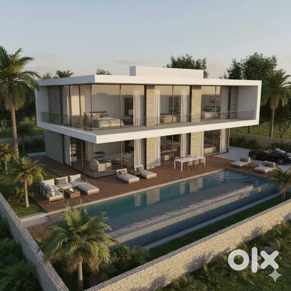 Luxe villa with private swimming pool and lawn in 5717sft of plot area