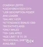 *HIRING MALE PICKERS *(HITECH CITY)