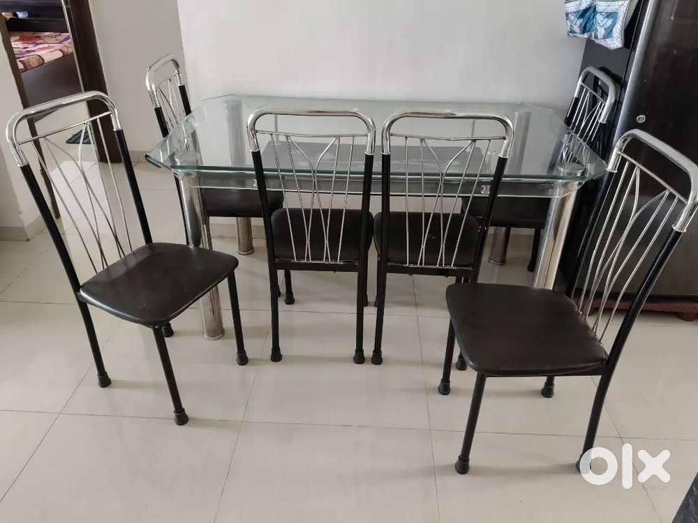 6 seater dinning and 3 seater sofa and 1 single storage bed