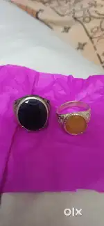 Yellow sapphire pukhraj and neelam with silver ring