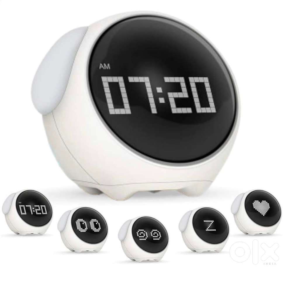 Digital alarm eith differnt emojis shower