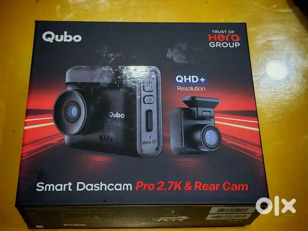 Qubo smart dashcam pro 2.7k & rear cam QHD+ resolution