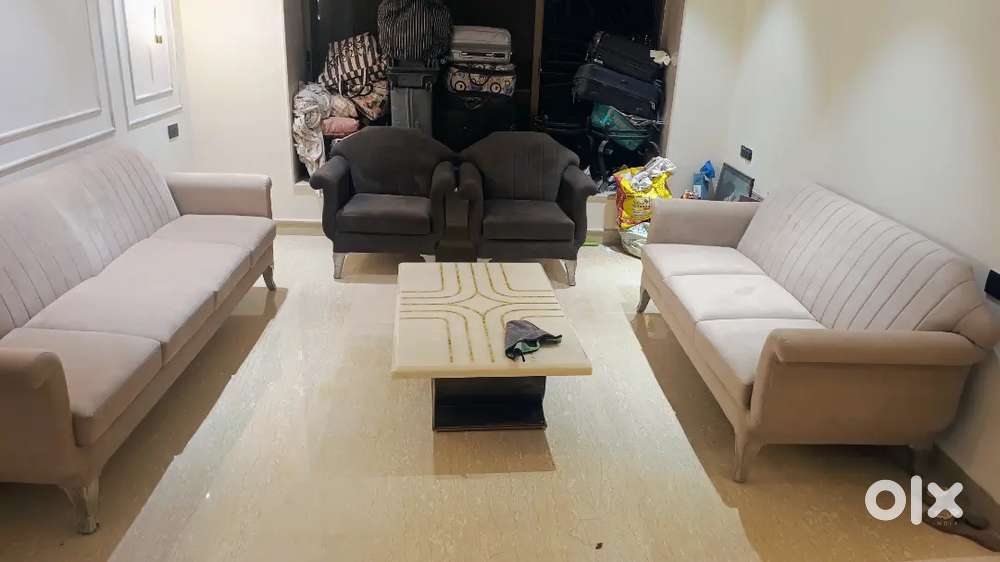 Elegant 9-Seater Sofa Set – Beige & Brown  Great Condition