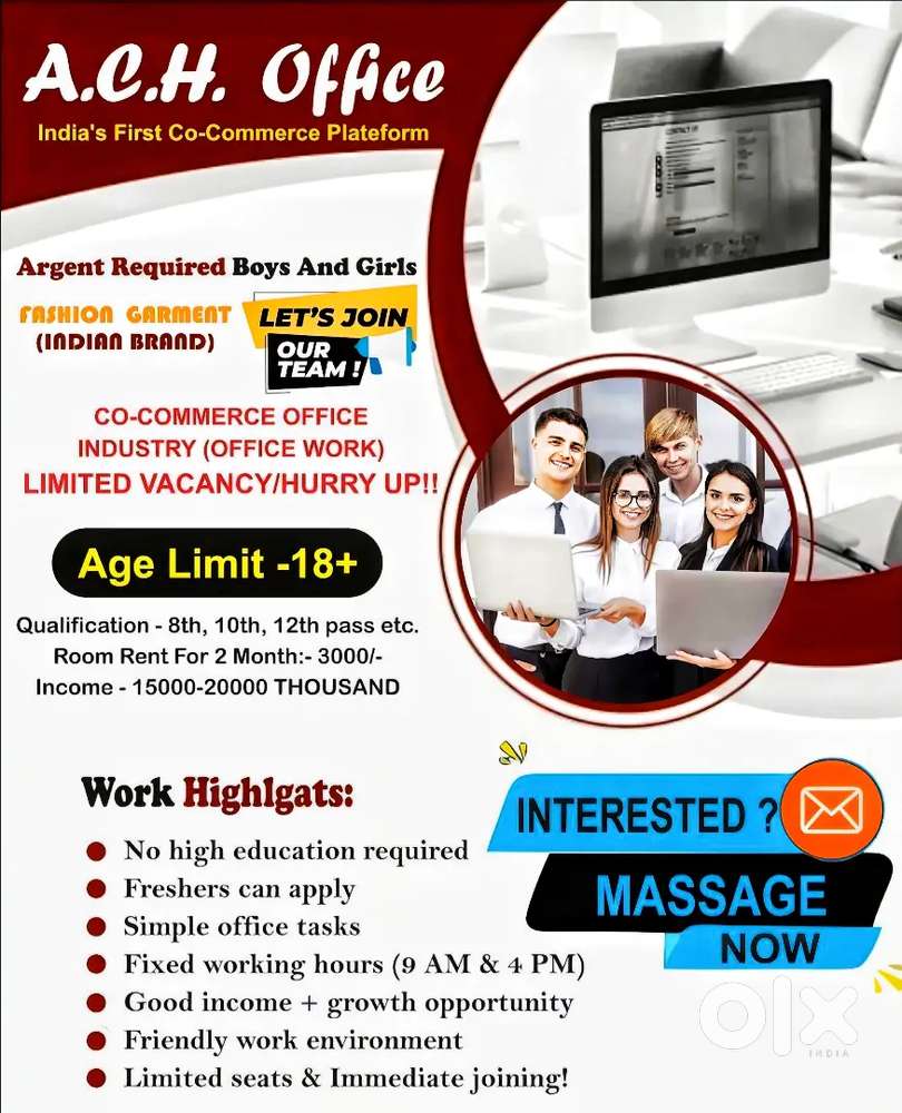 Urgent Hiring boy & girl limited vacancy!