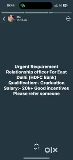 Relationship officer For HDFC Bank
