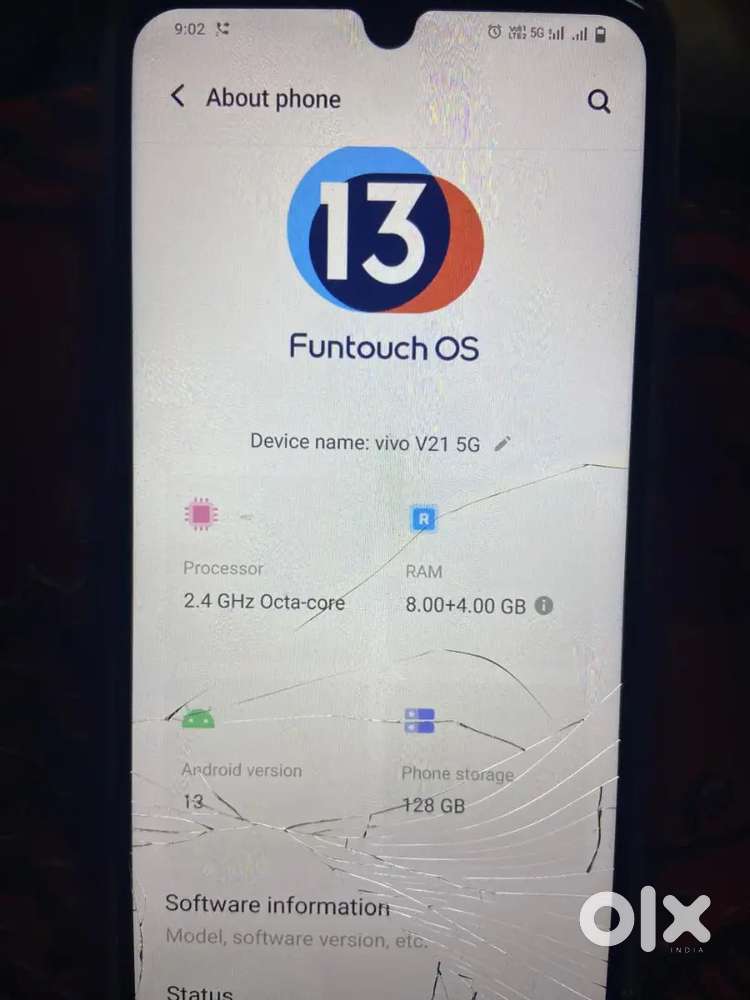 Vivo v21 5g 8+4 128 good condition only mobile no bill box rharger