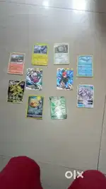 8 Pokemon cards plus 2 Naruto cards