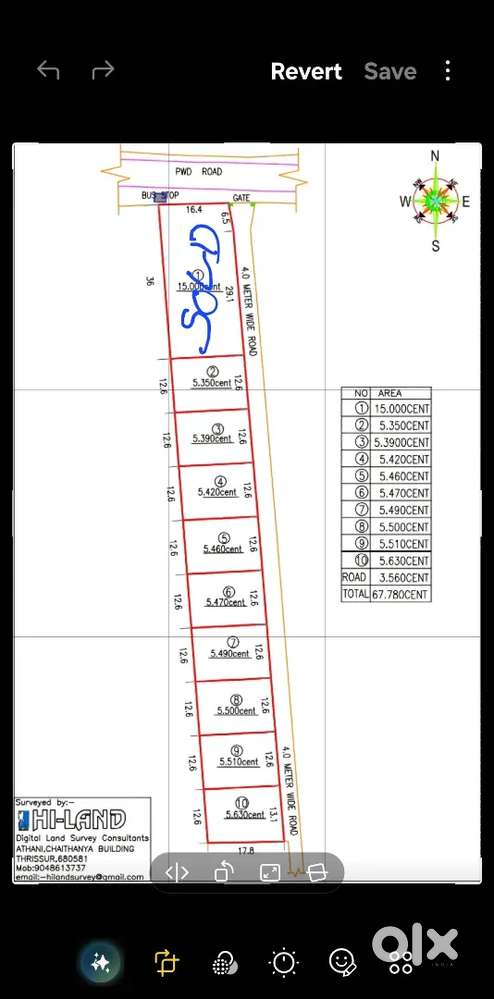 5cent to 60cent East facing plots at Varadiyam -Mundur main road  plot