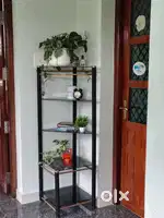Stylish 4-Tier Corner Shelf – Glass & Metal
