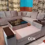 Italian Clouth corner sofa set with center table