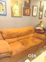 3+2 seater brown microfibre leather