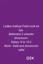 Showroom or Filed pr work karne ke liye sales man , team leader need h