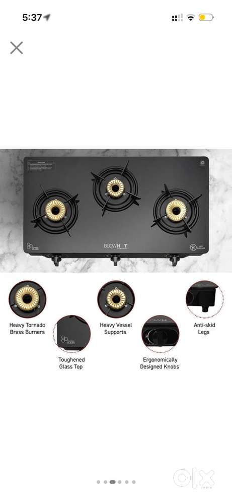 Gas stove 3 burner auto ignition