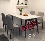 New four seater italian High glossy marbal top dining table with chair