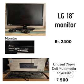 LG 18 monitor, HDMI, Dolby sound, and Dell Keyboard