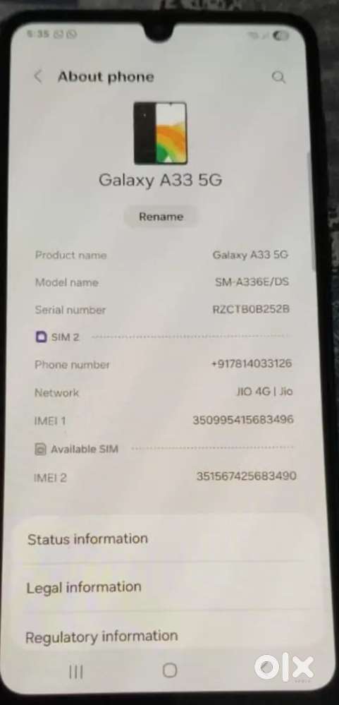 Samsung A33 (126 GB ) black color