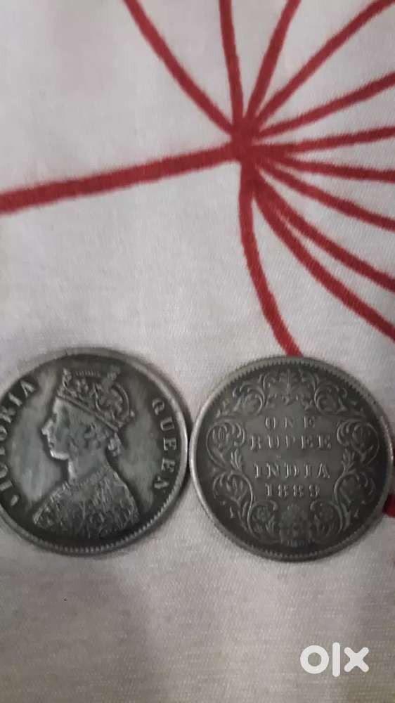 Coins Victoria queen indian one rupee 1884 1889
