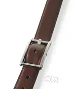 Dalvey Mirror Polished Rhodium Plated Statesman Brown Fix Leather Belt