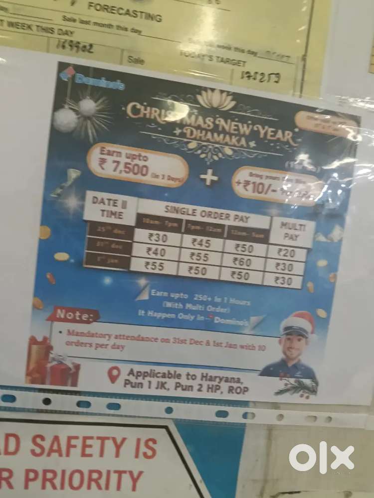 Need Rider for pizza in Dominos Pizza