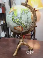 Vintage Decor Set: 12-Inch Table Globe & Brass Ship Perfect for Home