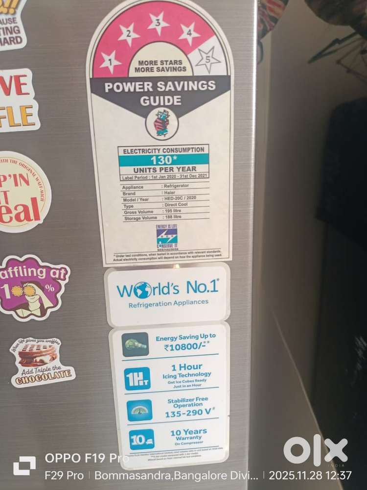 Haier 195L 4-Star Single Door Refrigerator – Excellent Condition