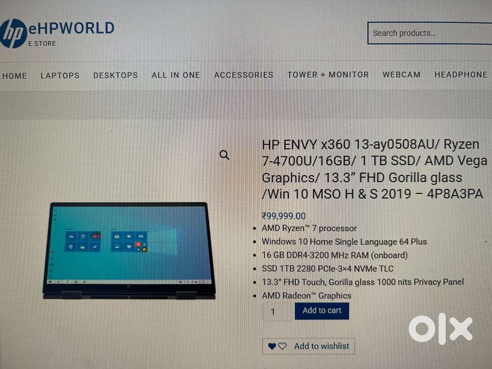 HP ENVY X360, Ryzen 7, 16 GB, 1TB SSD, 13.3” FHD