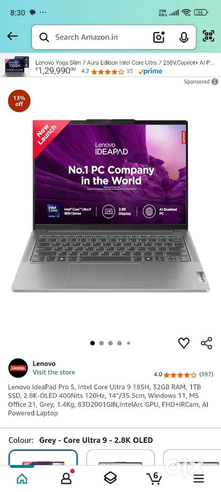 Lenevo ideapad Pro 5 ultra 9 185H 32 Gb Ram