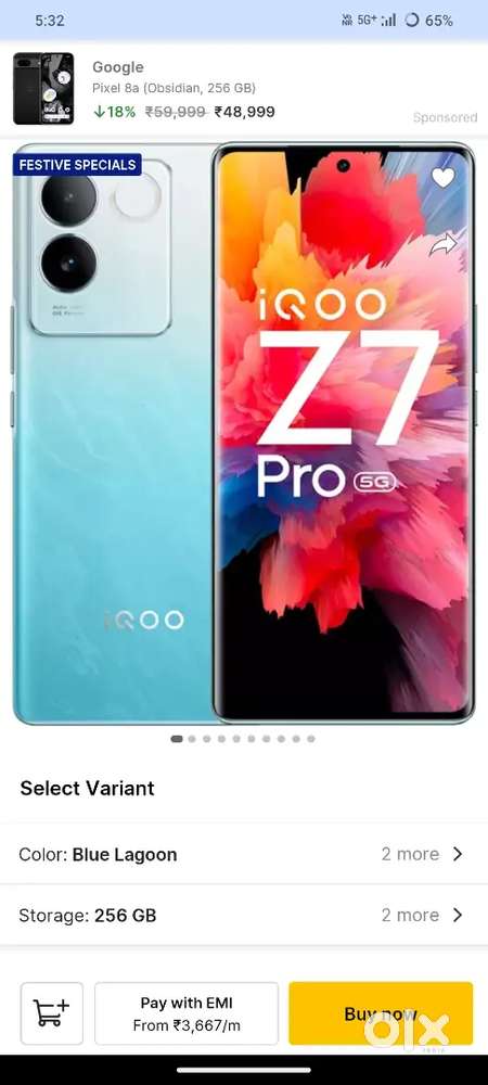 Iqoo z7pro 5g 8+8/256