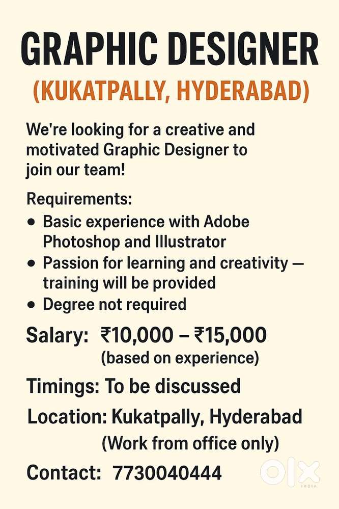 Graphic Designer (Kukatpally Preffered)