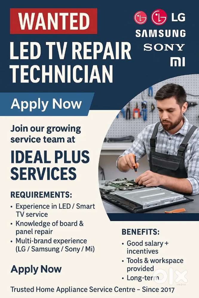 LED TV Repair Technician Wanted – Ideal Plus Services, Trichy