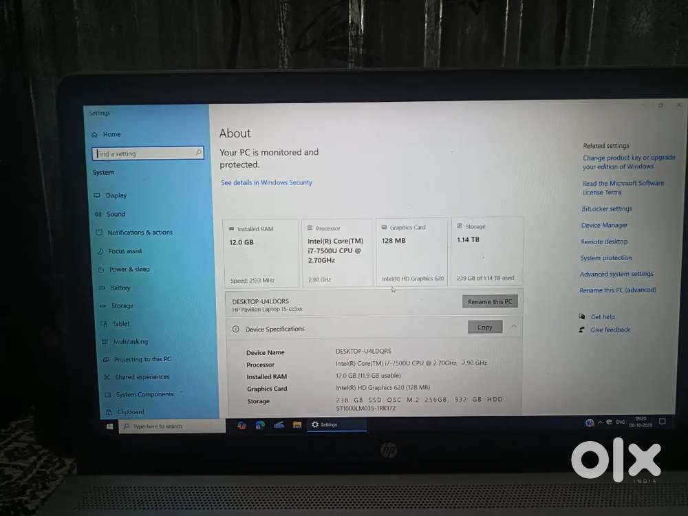Hp laptop core i7 window 10