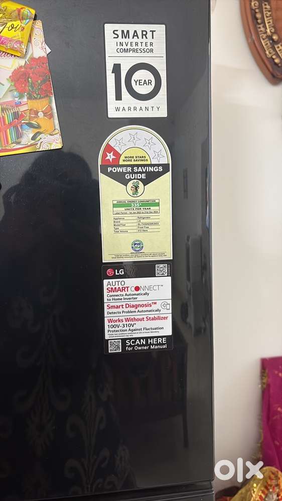 LG double door 412 litres black colour
