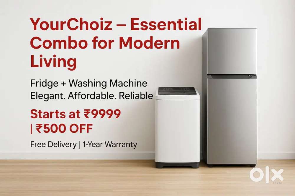 Double door fridge and top load washing machine in working condition