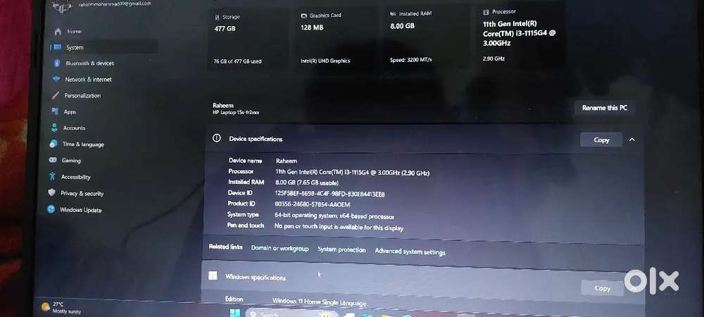 Hp i3 11th generation laptop