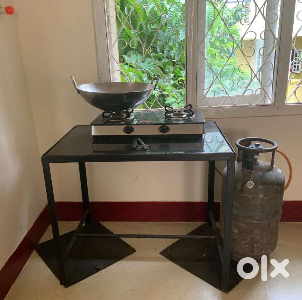 Granite table with iron legs