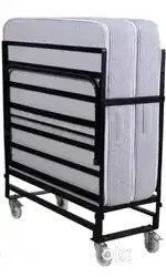 SPRINGTEK Folding Rollaway with 6 inches Mattress Metal Single Bed 