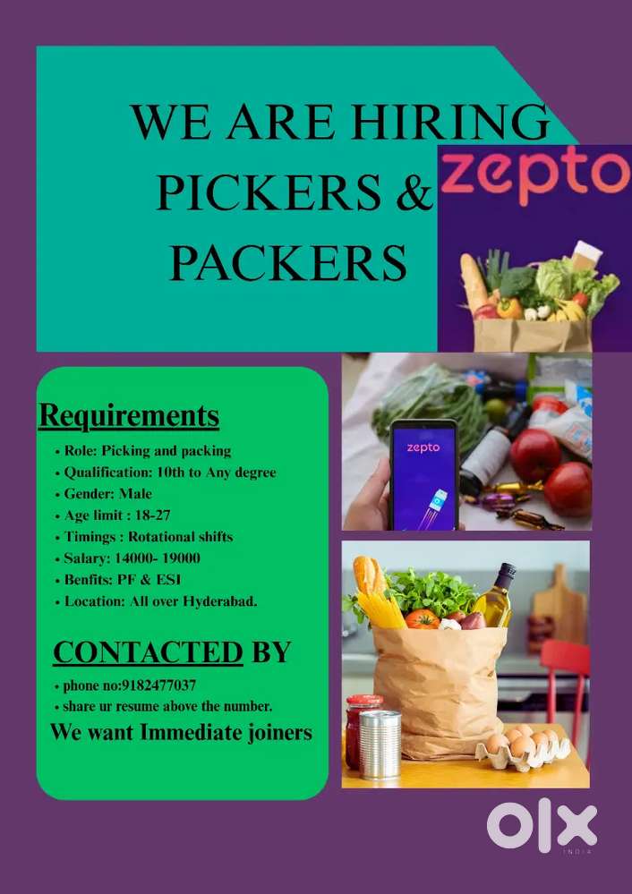 Wanted picker and packer at chengicherla