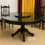 Premium Round Glass Dining Table with Rotating Center